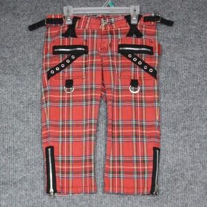 Y2K Tripp NYC Red Plaid‎ Pants Size 1 Straps Zippers D-Rings Punk Goth Grunge